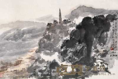 傅抱石 延安风光 镜心 45×68.5cm